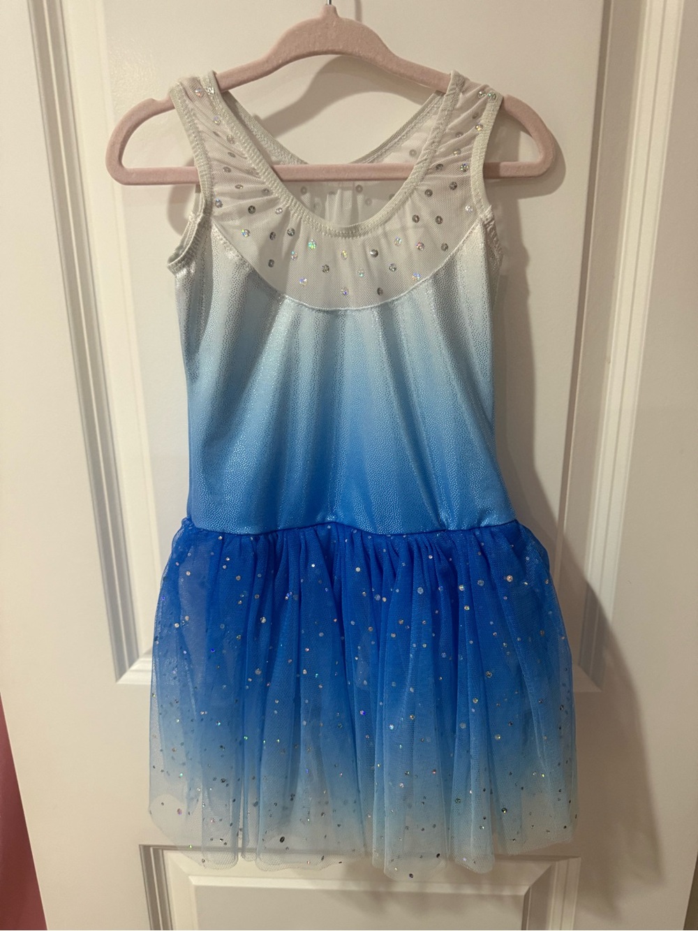 ❄️ Girls Blue Gradient Sparkle Snowflake Elsa Inspired Costume Dress Leotard❄️ - Picture 2 of 4